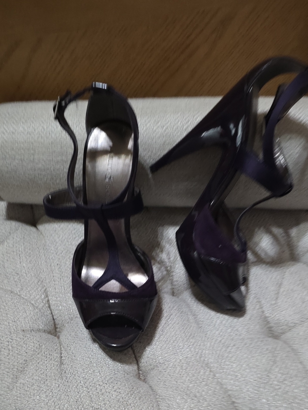 Women’s Purple High Heel T-Strap Sandals